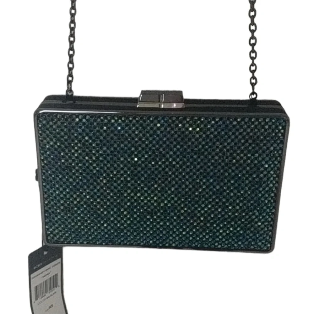 BCBGMaxazria Sonia Crystal Mesh Satin Box Clutch Discontinued